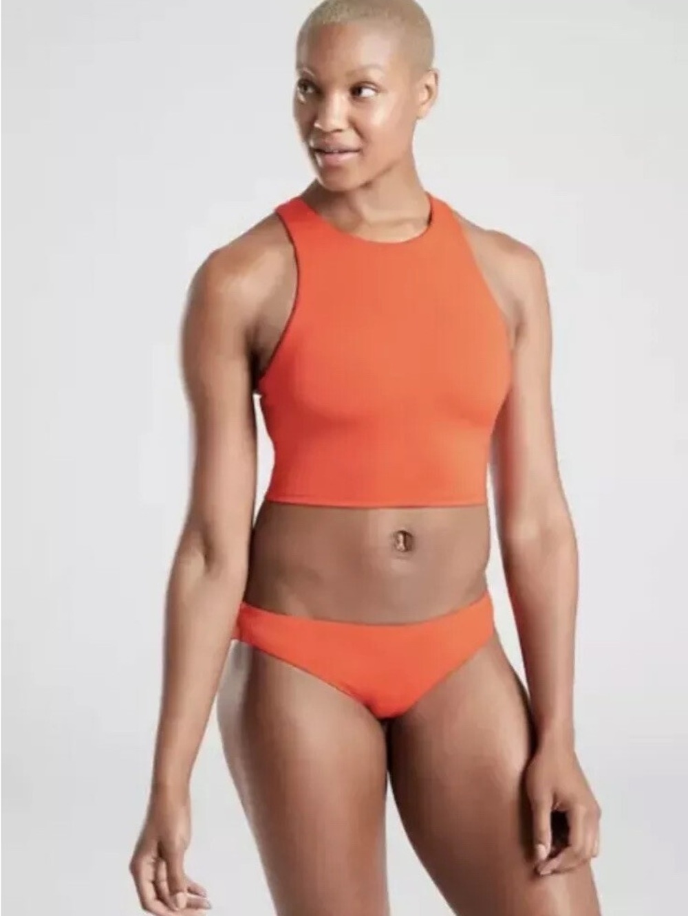 NWT Athleta Conscious Crop A-C Sports Bra Small Bright Orange Powervita Yoga